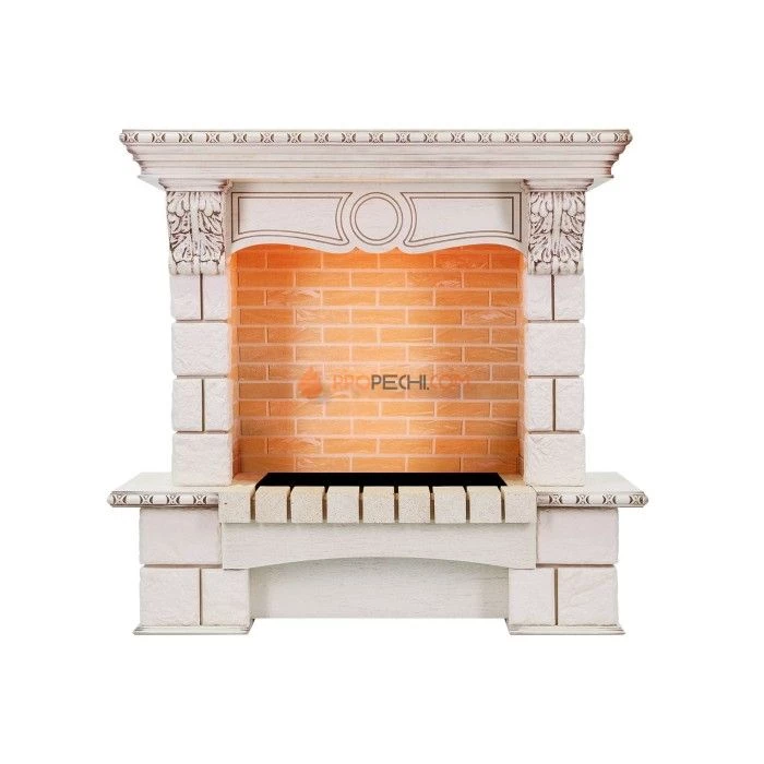 Каминокомплект Dimplex Pierre Luxe - Слоновая кость / Шампань (Высота 1035мм) с очагом Cassette 600 LNH-INT (с дровами)