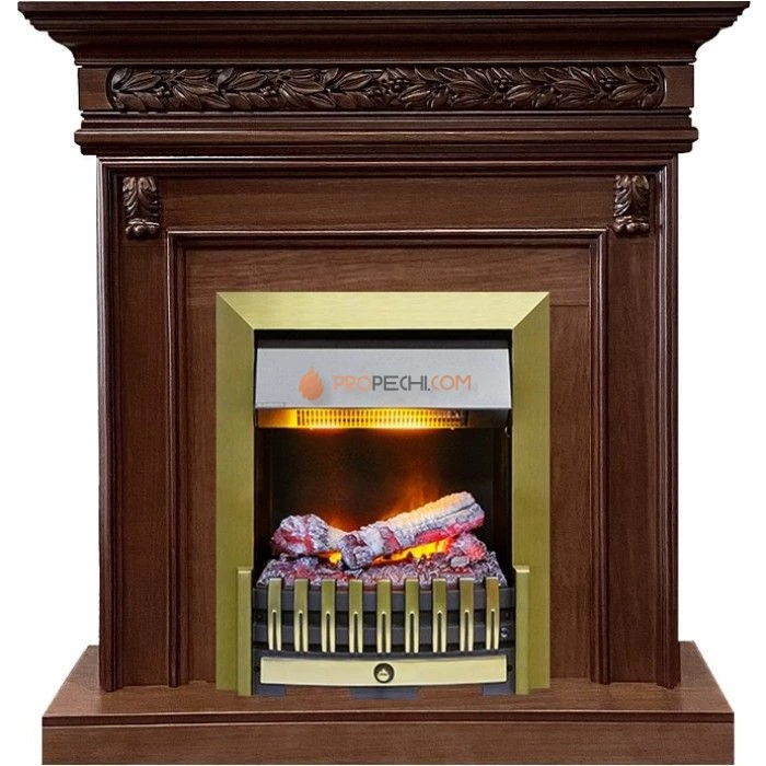 Каминокомплект Dimplex Valletta - Темный дуб с очагом Danville Antique Brass FB2