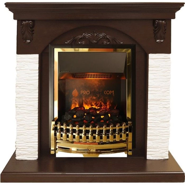 Каминокомплект Dimplex Bern Сланец мелкий белый / Темный дуб с очагом Atherton