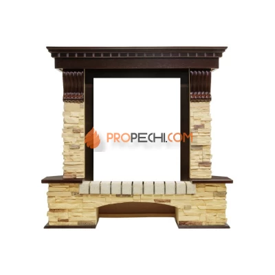 Портал Royal Flame Pierre Luxe угловой - Темный дуб / Сланец