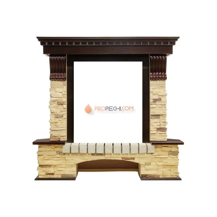 Портал Royal Flame Pierre Luxe угловой - Темный дуб / Сланец