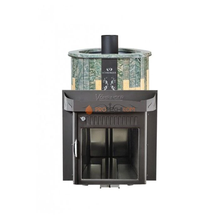 Дровяная печь для сауны Ферингер Мини До 16 м³ - Жадеит + Сильвия Оро - обрамление Камень