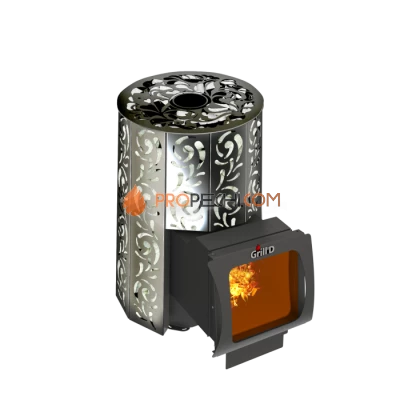 Дровяная банная печь Grill’D Violet Long Window Max Pro (Камень колотый, 100 кг)