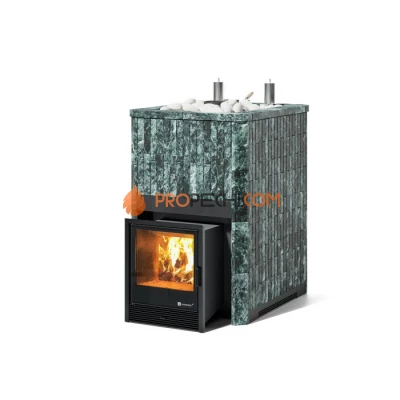 Дровяная печь для бани ИзиСтим Домна 45 К в полноценном наборном кожухе из змеевика