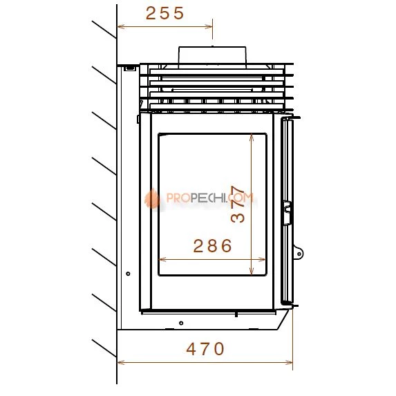 Печь-камин Liseo Castiron LCI 9 GLR Wall, два боковых стекла
