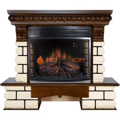 Каминокомплект Royal Flame Pierre Luxe LORD - Темный дуб / Белый с очагом Dioramic 28 LED FX