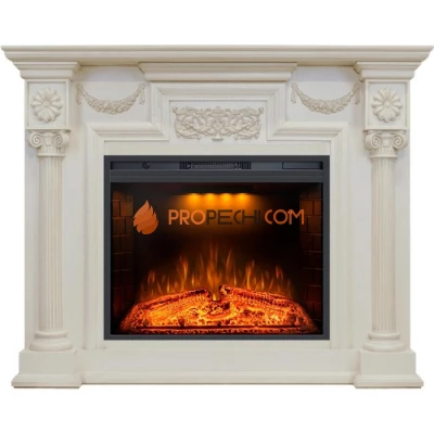 Каминокомплект Royal Flame London - Слоновая кость с патиной с Электрическим очагом Royal Flame Emerald 28