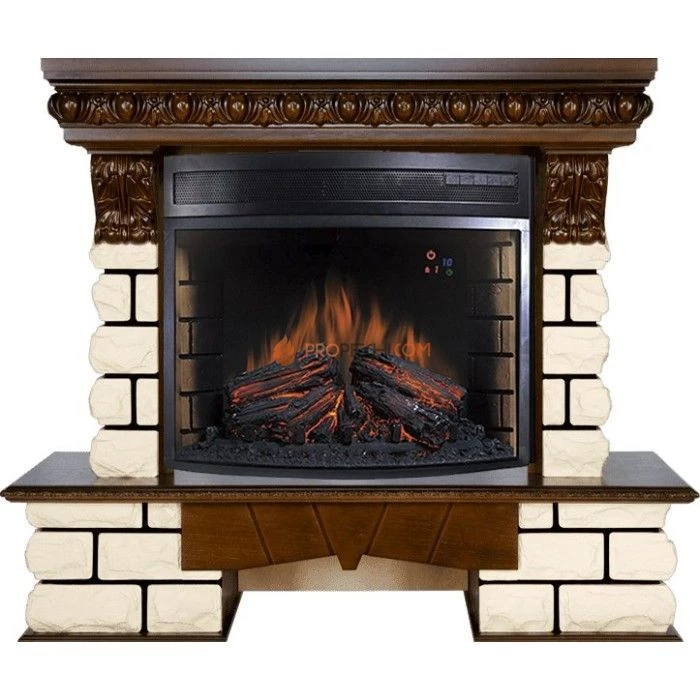 Каминокомплект Royal Flame Pierre Luxe LORD - Темный дуб / Белый с очагом Dioramic 28 LED FX