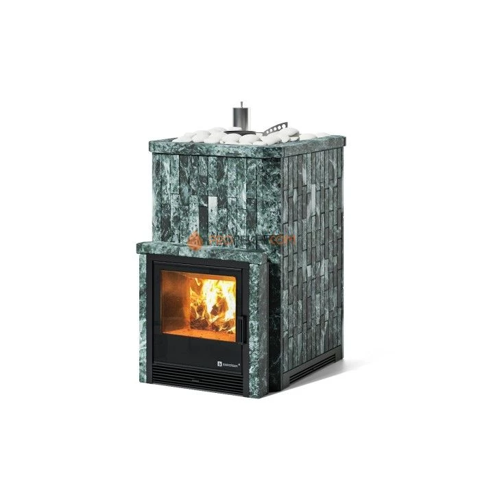 Дровяная печь для бани ИзиСтим Южная 16 с топкой из парной в камне из змеевика