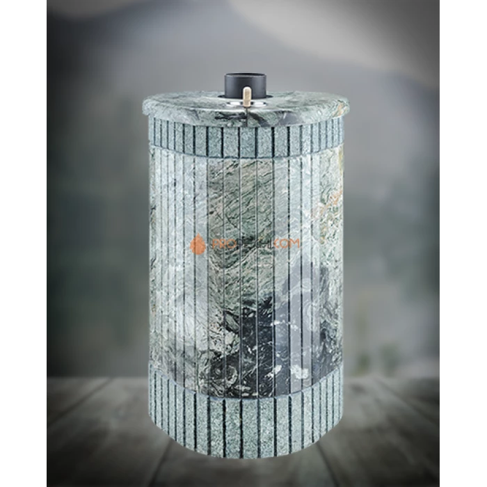 Дровяная печь для бани Ферингер Оптима до 28 м³ - Жадеит перенесённый рисунок + Жадеит бучардированный