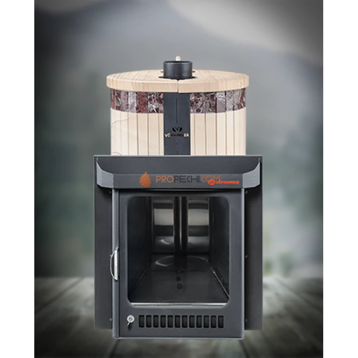 Дровяная печь для бани Ферингер Оптима до 28 м³ - Окаменевшее дерево перенесённый рисунок + Россо Леванте