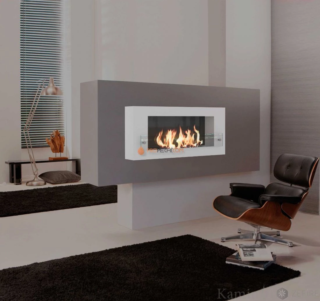 Биокамин Zefire Orion 900 белый со стемалитом и стеклом