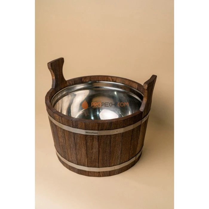 Шайка Woodson с нержавеющей вставкой, 17 л., дуб в темном