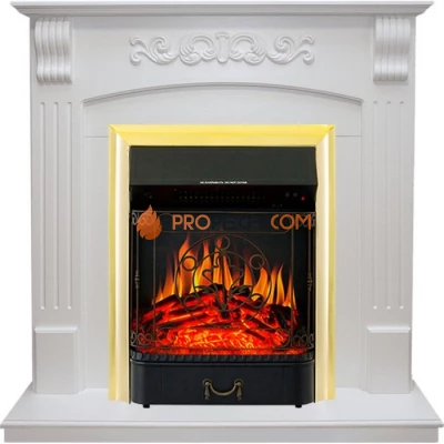 Каминокомплект Royal Flame Sorrento угловой - Белый дуб с очагом Majestic FX Brass