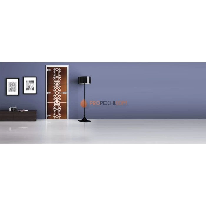 Стеклянная межкомнатная дверь DoorWood с рисунком MG-06 Бронза матовая, 2000х800 мм