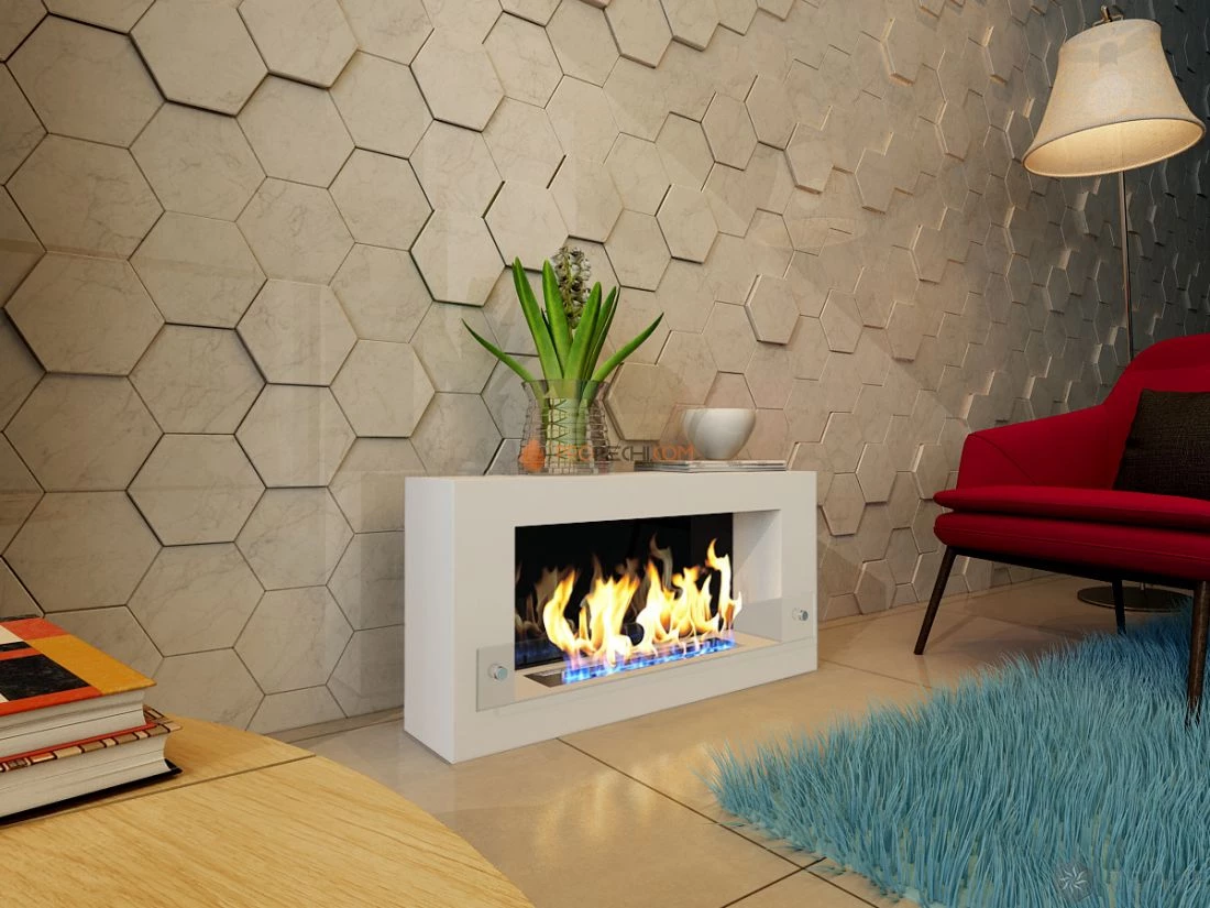 Биокамин Zefire Constant 900 белый со стемалитом