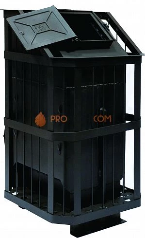 Банная печь Сибирь с закрытой каменкой, панорамное стекло