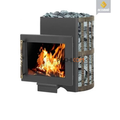 Дровяная печь для бани Везувий Скиф Ковка 16 ПАНОРАМА