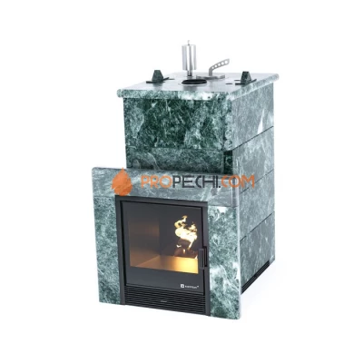 Дровяная печь для бани ИзиСтим Сочи в полноценном кожухе из змеевика