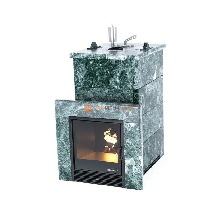 Дровяная печь для бани ИзиСтим Сочи в полноценном кожухе из змеевика