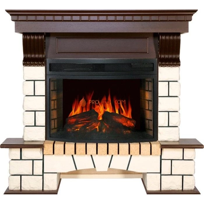 Каминокомплект Royal Flame Pierre Luxe - Белый / Темный дуб (Ширина 1150 мм) с очагом Dioramic 25 LED FX