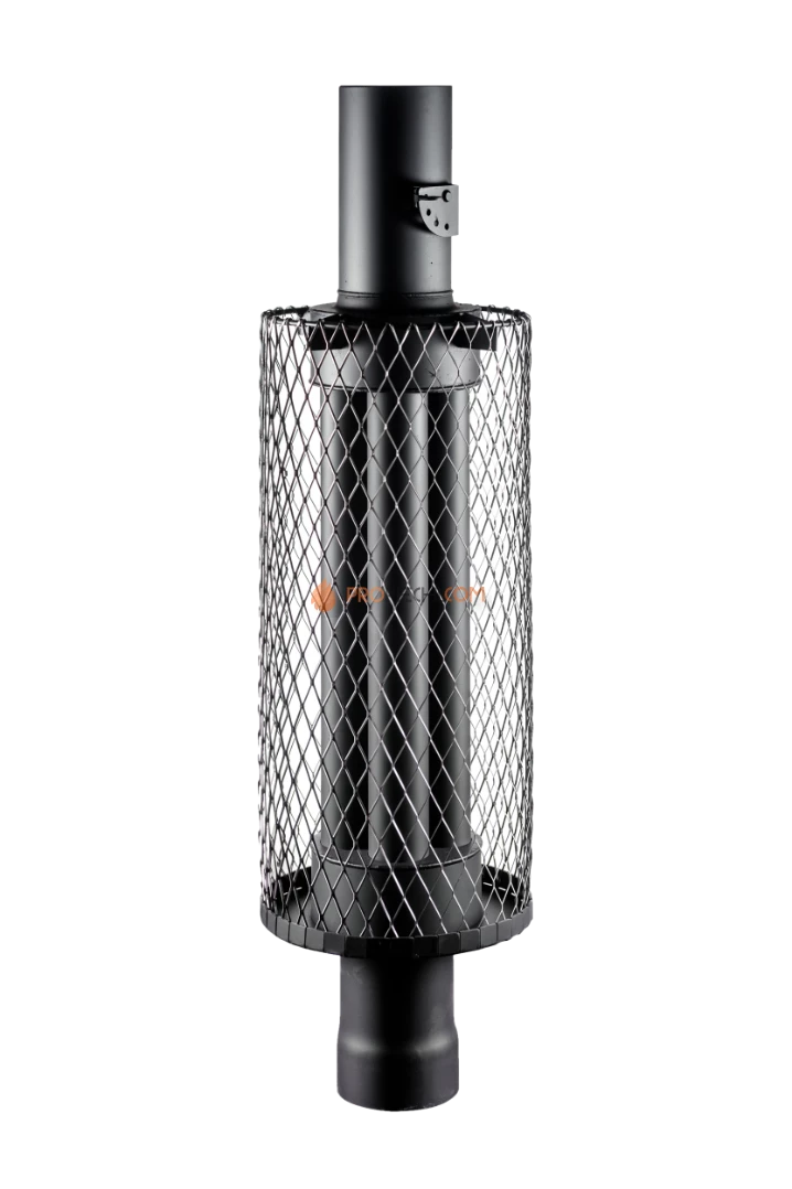 Дымоход- экономайзер с сеткой для камней и шибером Ф-115мм, L-1м (Черный)