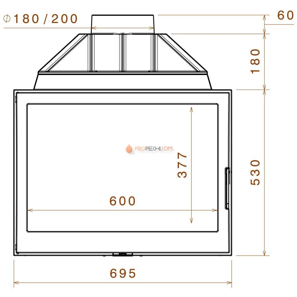 Каминная топка Liseo Castiron LCI 7 GDF двусторонняя, с подводом внешнего воздуха