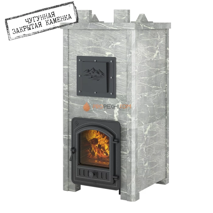 Печь для бани Эверест Легкий пар Профи каменка из чугуна, Талькохлорит, S-50 мм Б/В