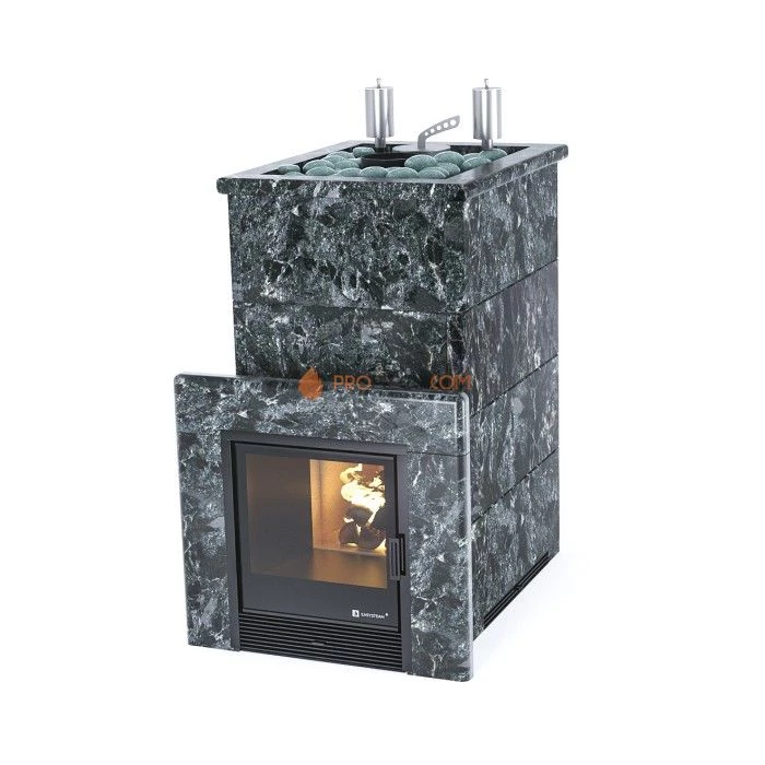 Дровяная печь для бани ИзиСтим Геленджик К в камне Пироксенит