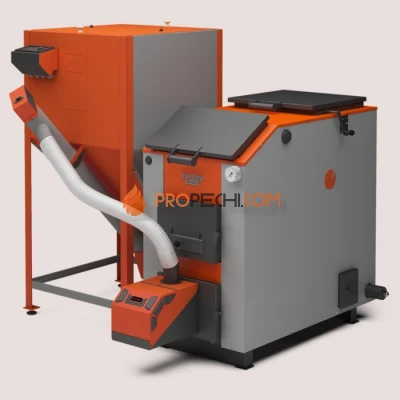 Отопительный котел Теплодар Куппер Эксперт 45 с горелкой пеллетной факельной Комфорт 42