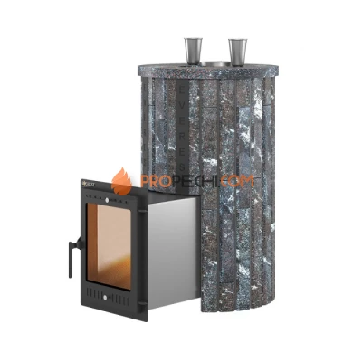 Дровяная печь для бани Эверест Steam Master 38 INOX Ламель Амфиболит, S-20