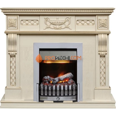 Каминокомплект Dimplex Corsica - Слоновая кость с патиной (Ширина 1100) с очагом Danville Chrome FB2