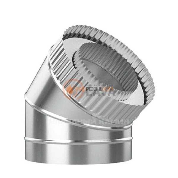 Сэндвич-отвод 200/300, угол 45*, нерж. 439 (0,8)/439 (0,5)