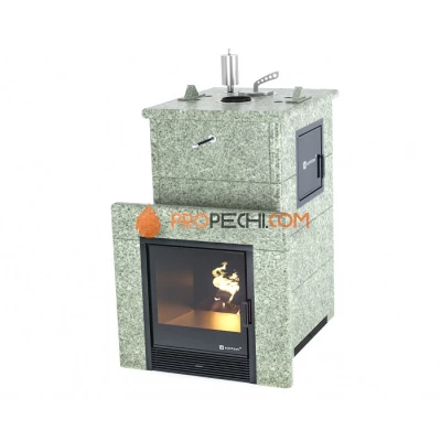 Дровяная печь для бани ИзиСтим Сочи М2 в полноценном кожухе из жадеита