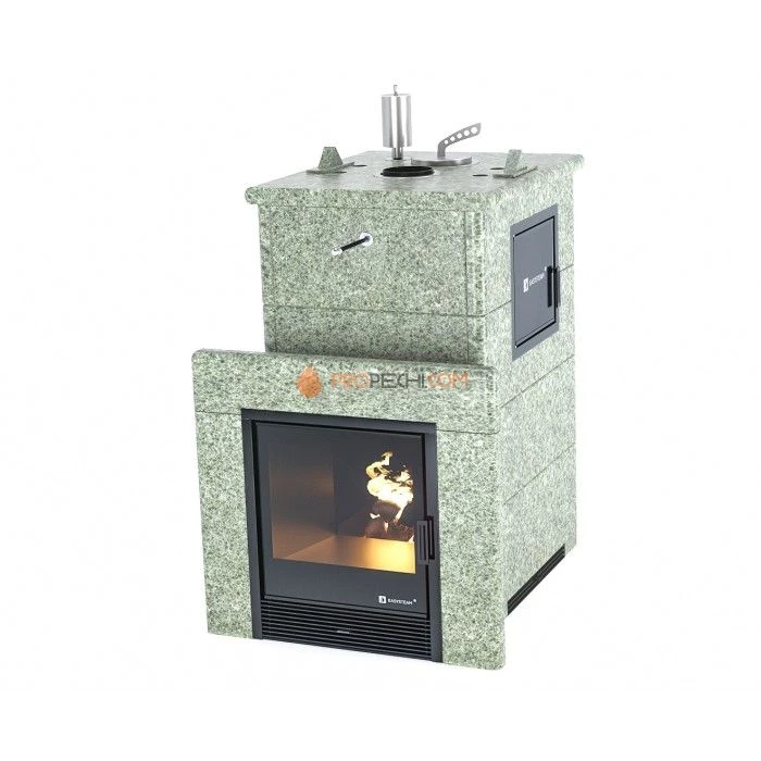 Дровяная печь для бани ИзиСтим Сочи М2 в полноценном кожухе из жадеита