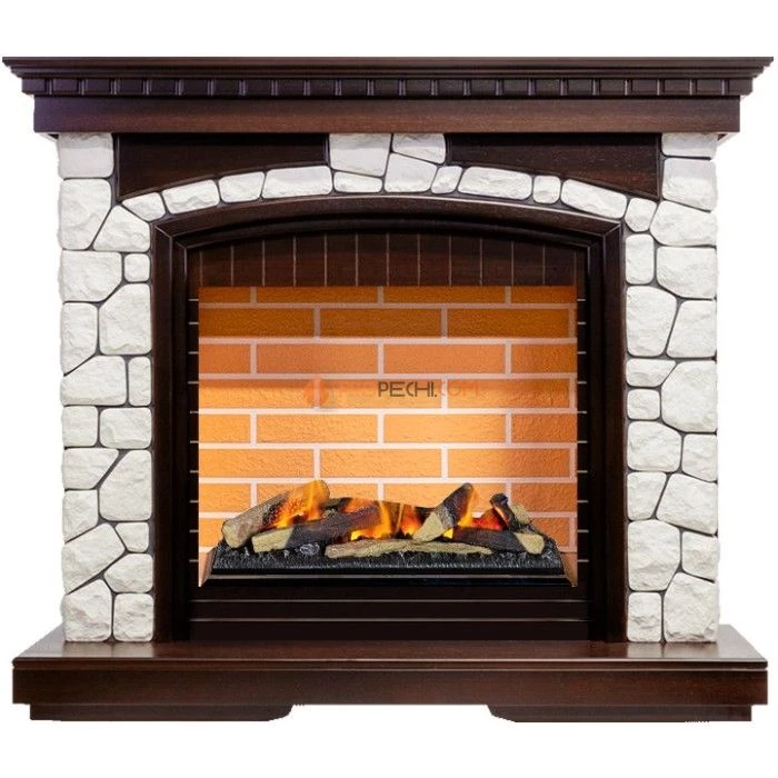 Каминокомплект Dimplex Glasgow - Темный дуб/Белый (Высота 1080 мм) с очагом Cassette 600 LNH-INT (с дровами)