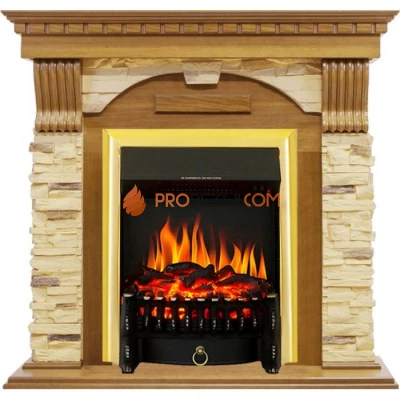 Каминокомплект Royal Flame Dublin - Дуб / Сланец с очагом Fobos FX Brass