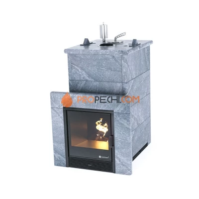 Дровяная печь для бани ИзиСтим Сочи в полноценном кожухе из талькохлорита