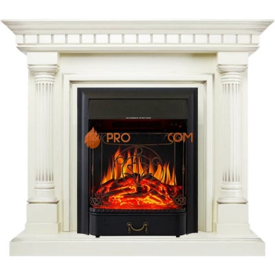 Каминокомплект Royal Flame Dallas - Слоновая кость с патиной с очагом Majestic FX Black