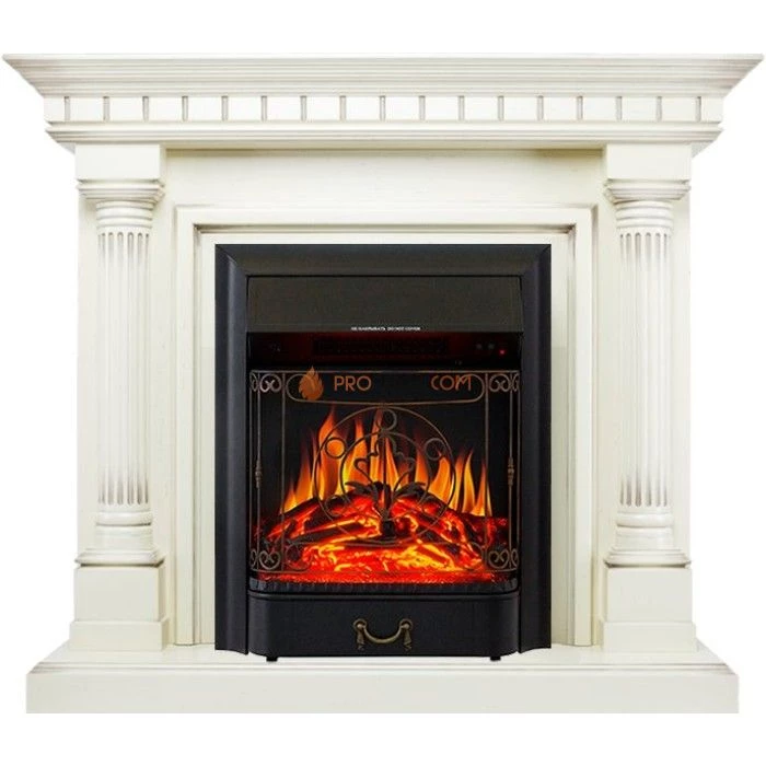 Каминокомплект Royal Flame Dallas - Слоновая кость с патиной с очагом Majestic FX Black