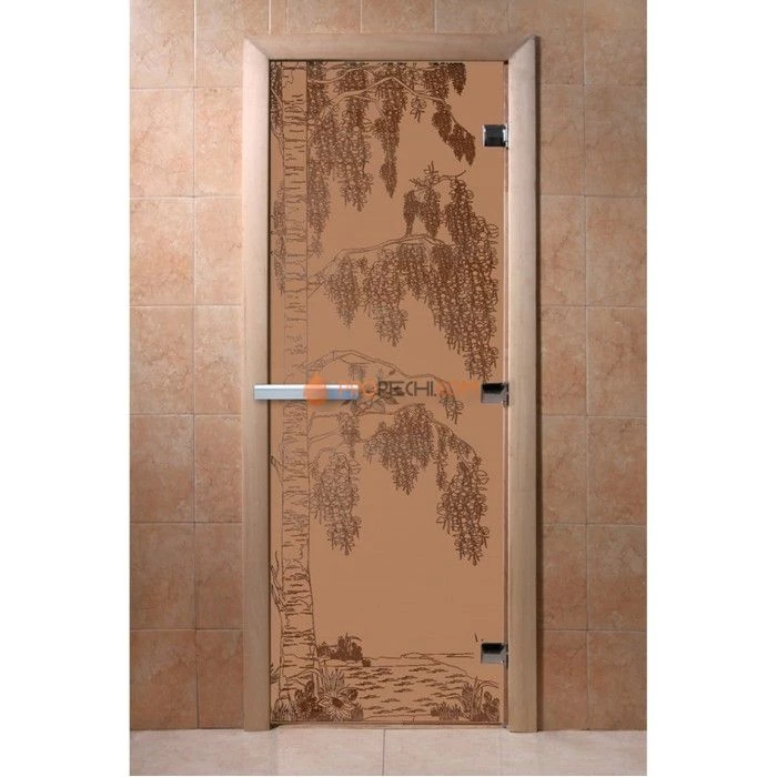 Дверь для бани DoorWood с рисунком Береза Бронза матовая, 2100x700 мм