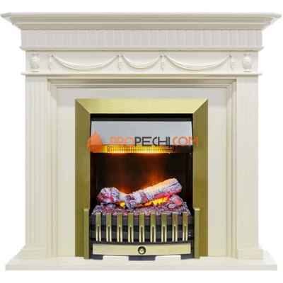 Каминокомплект Dimplex Corfu - Слоновая кость с очагом Danville Antique Brass FB2