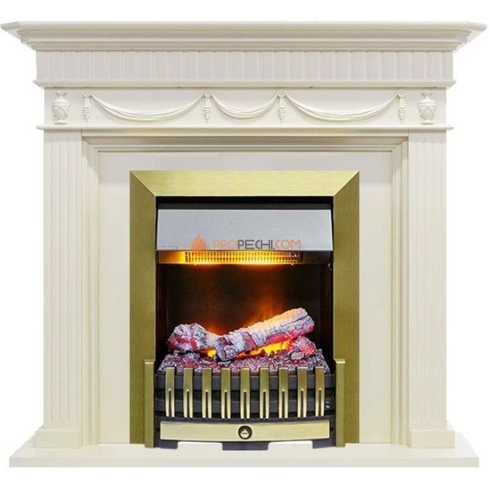 Каминокомплект Dimplex Corfu - Слоновая кость с очагом Danville Antique Brass FB2