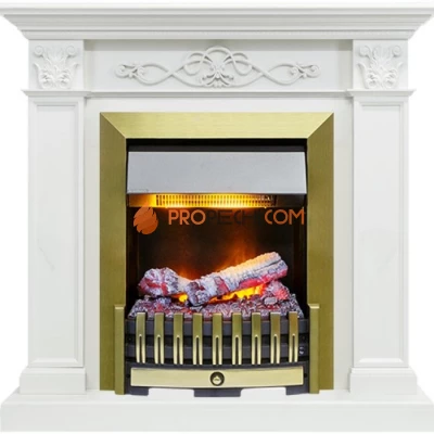 Каминокомплект Dimplex Verona - Белый дуб с очагом Danville Antique Brass FB2