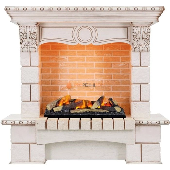 Каминокомплект Dimplex Pierre Luxe - Слоновая кость / Шампань (Высота 1035мм) с очагом Cassette 600 LNH-INT (с дровами)