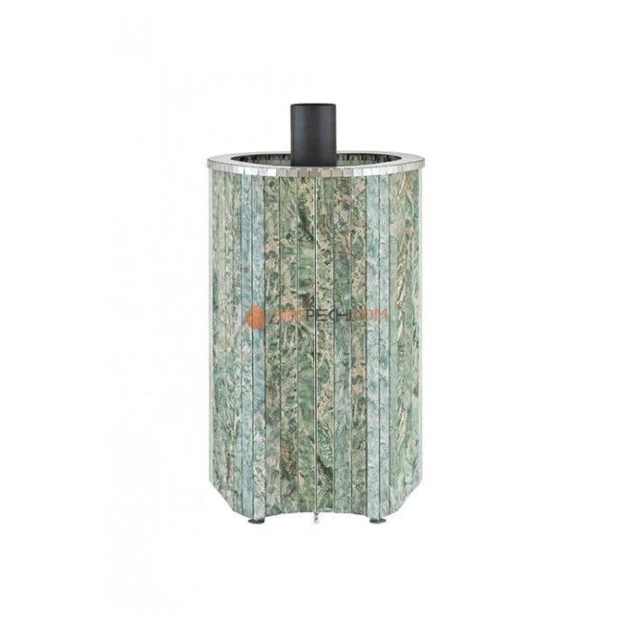 Дровяная печь для сауны Ферингер Оптима До 23 м³ - Жадеит - цельные ламели - обрамление Металл