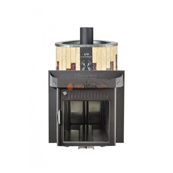 Дровяная печь для сауны Ферингер Макси До 30 м³ - Сильвия Оро + Россо Леванте - обрамление Металл