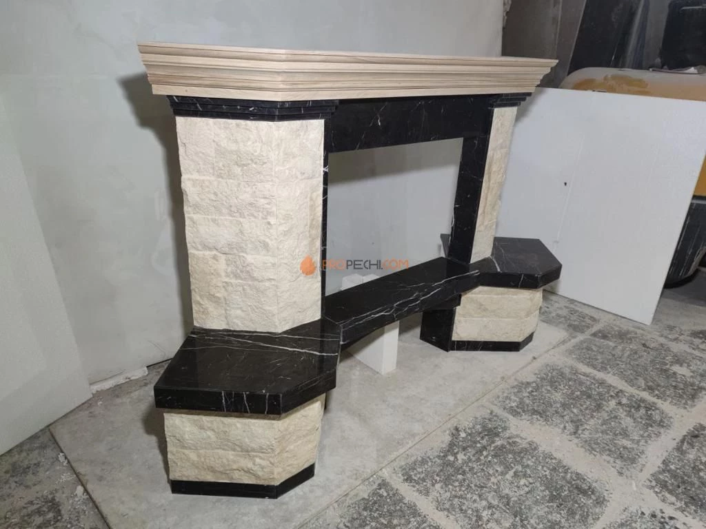 Каминная облицовка Madeira Agnes C, Sunny, Dark Chokolate, деревянная балка