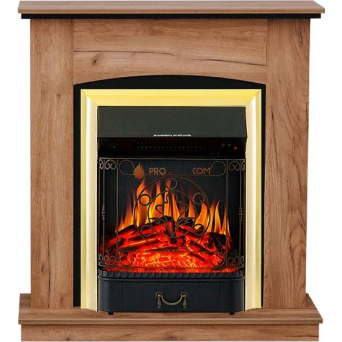 Каминокомплект Royal Flame Barcelona (разборный) - Дуб табачный с очагом Majestic FX Brass