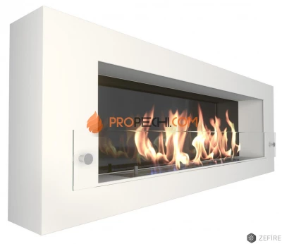 Биокамин Zefire Orion 1200 белый со стемалитом и стеклом